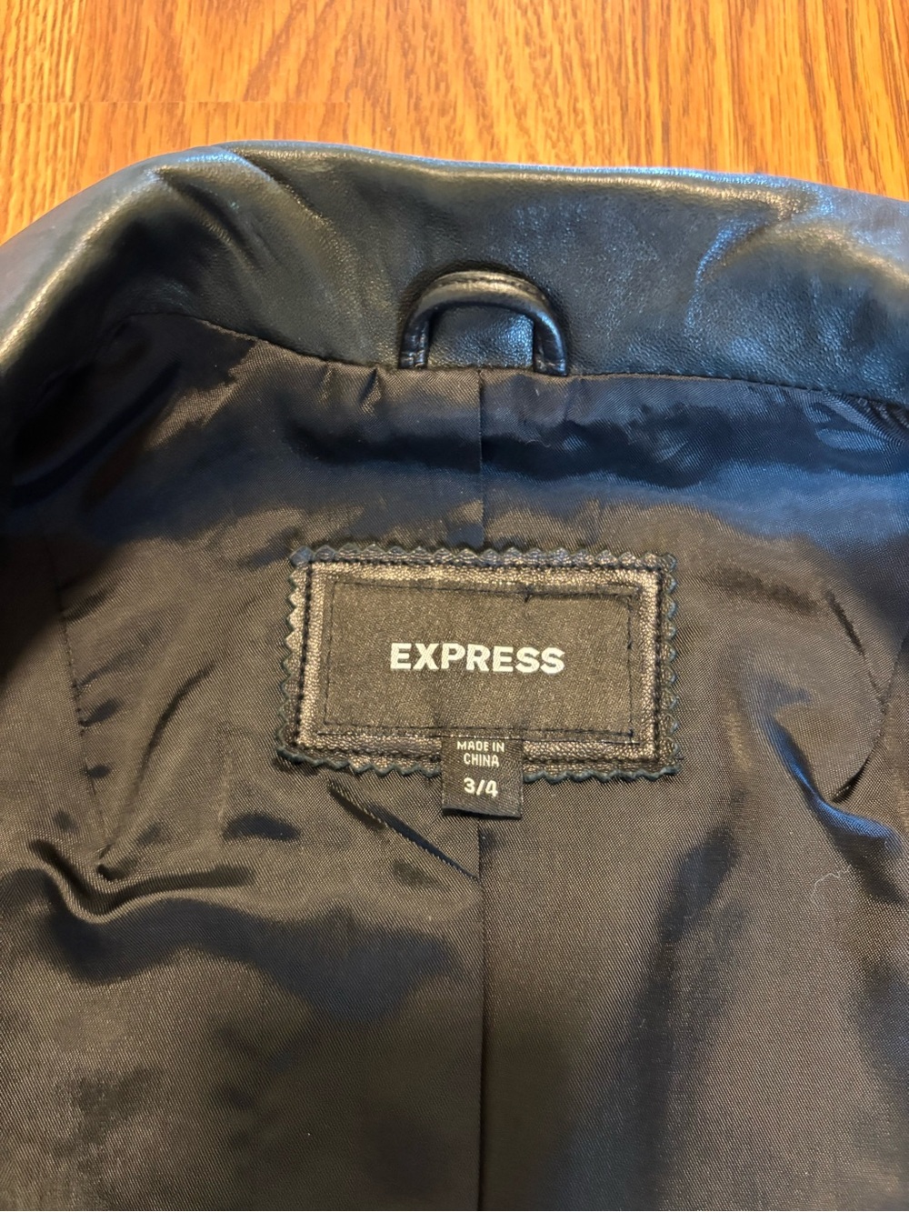 Express Dark Green Leather Longline Trench Coat - Picture 10 of 14